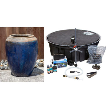 One of a Kind FNT40782 Ceramic Vase Complete Fountain Kit Vase Fountain Blue Thumb